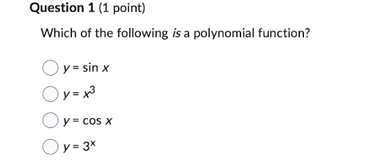 Solved Which of the following is a polynomial function? | Chegg.com