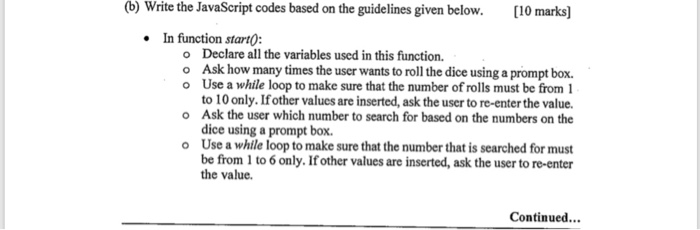 Solved b) Write the JavaScript codes based on the guidelines | Chegg.com