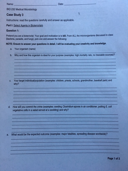 microbiology case study examples with answers