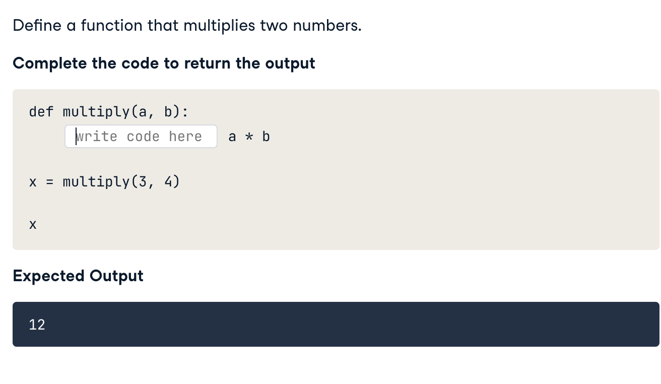 Solved Define a function that multiplies two numbers. | Chegg.com