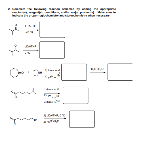 Solved 2. Complete the following reaction schemes by adding | Chegg.com
