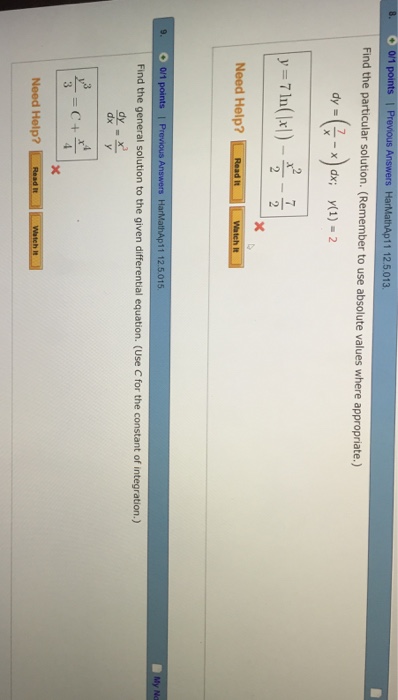 Solved Find the particular solution. (Remember to use | Chegg.com