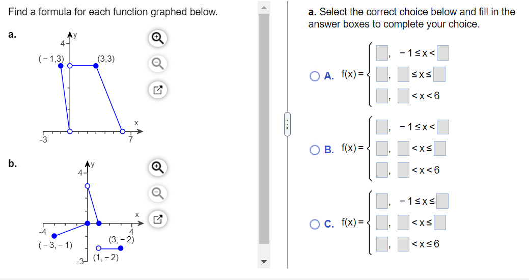 Solved Find a formula for each function graphed below. a. b. | Chegg.com