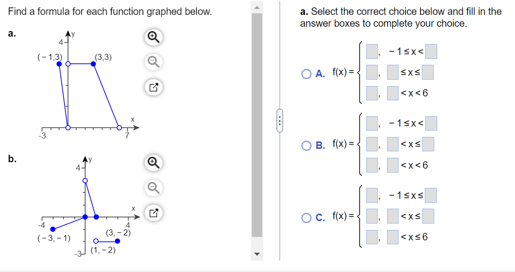 Solved Find A Formula For Each Function Graphed Below. A. B. | Chegg.com