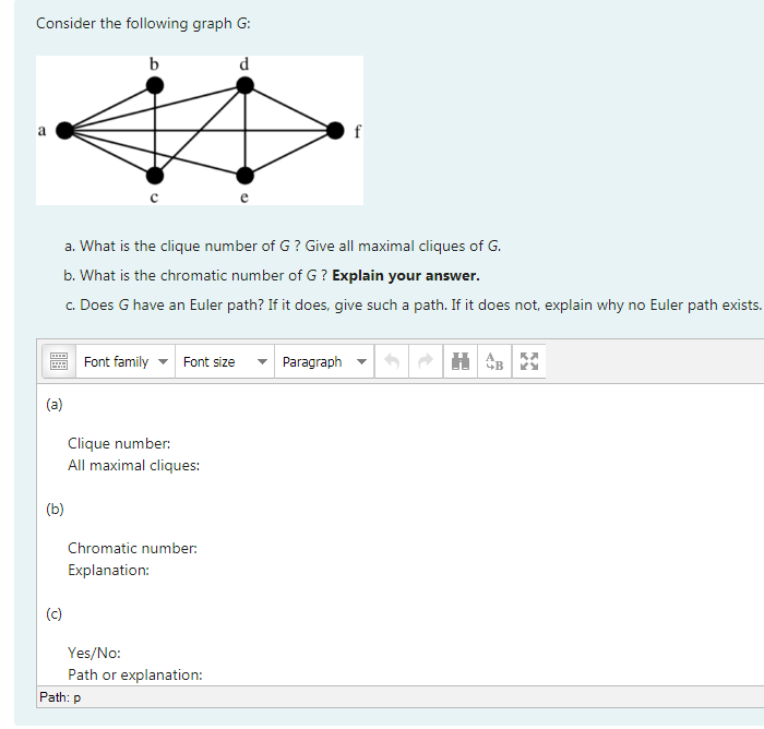 Solved Consider the following graph G: b d a f a. What is | Chegg.com