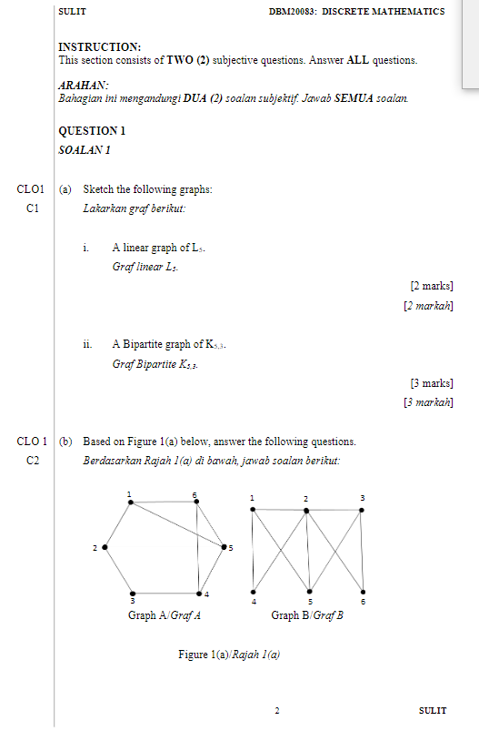 Solved Sulit Dbm20083 Discrete Mathematics Instruction Chegg Com