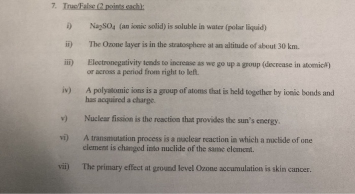 Solved 7. Na2SO4 (an ionic solid) is soluble in water (polar | Chegg.com