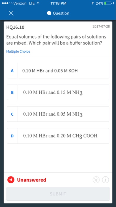 Solved Equal Volumes Of The Following Pairs Of Solutions Are | Chegg.com