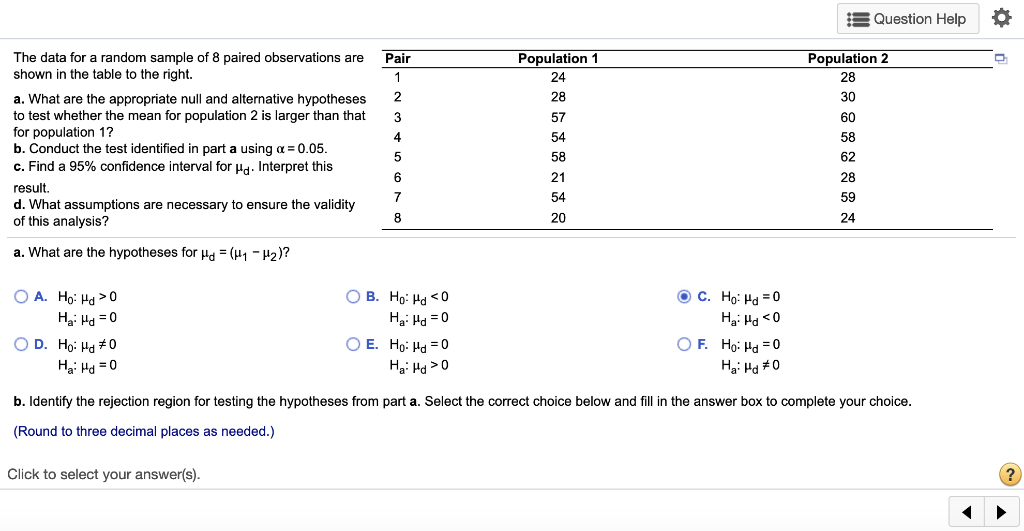 Solved Question Help The data for a random sample of 8