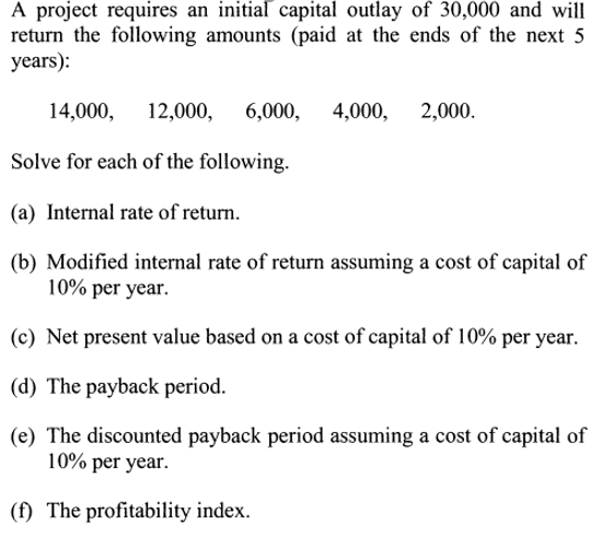 solved-a-project-requires-an-initial-capital-outlay-of-chegg