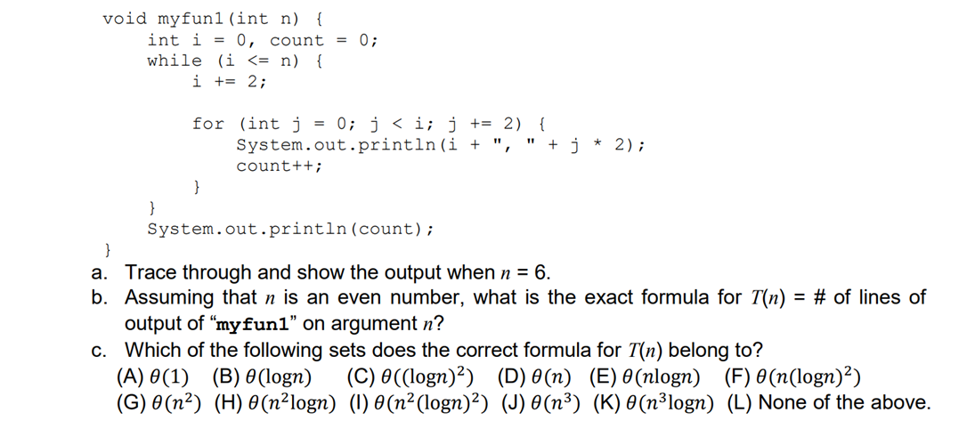 Solved Void Myfuni Int N Int I 0 Count 0 While I Chegg Com