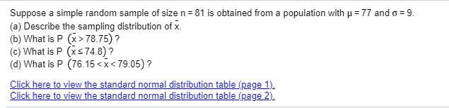 Solved Suppose a simple random sample of size n=81 is | Chegg.com