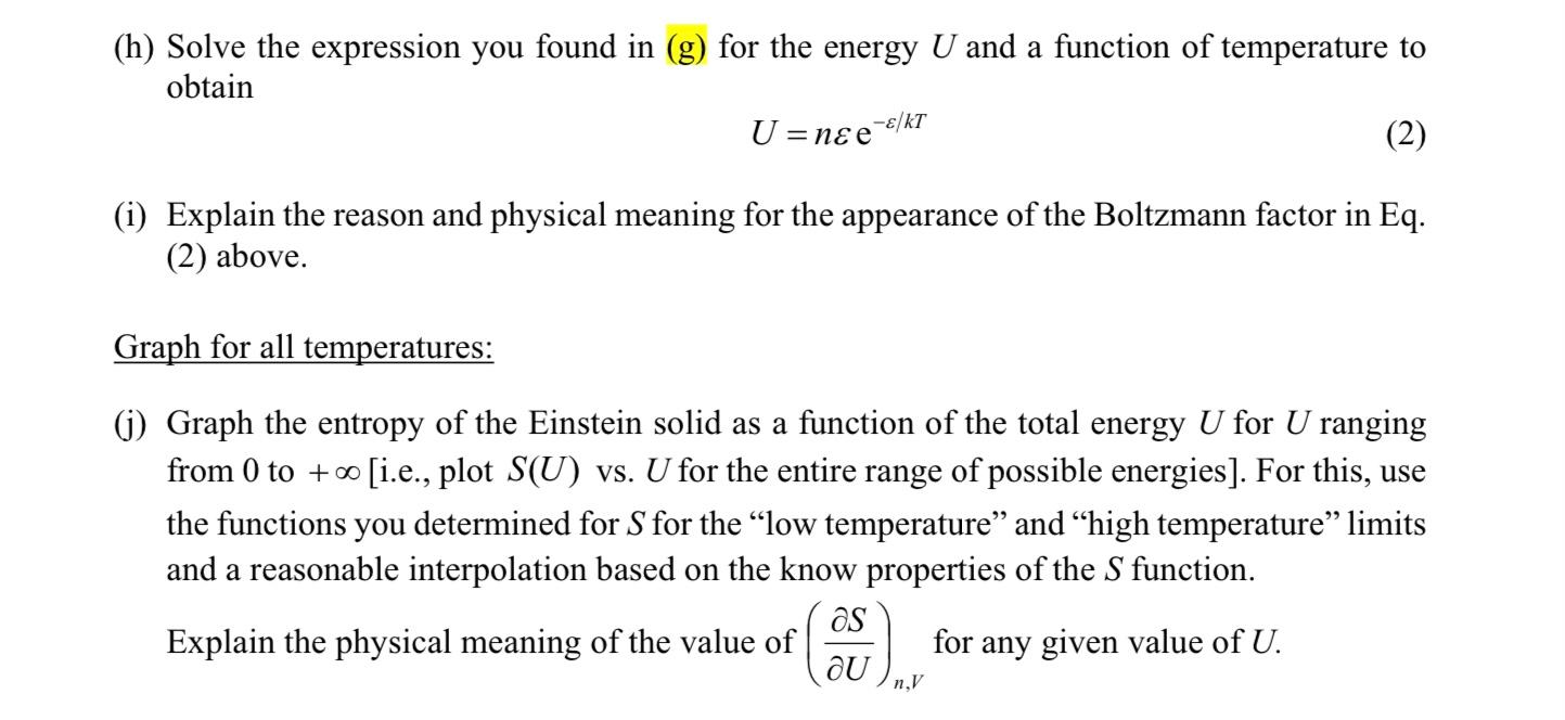 Solved 3. [75 Pts] The Multiplicity Of An Einstein Solid | Chegg.com