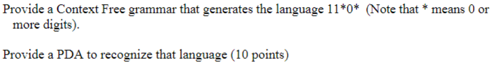 Solved Provide a Context Free grammar that generates the | Chegg.com