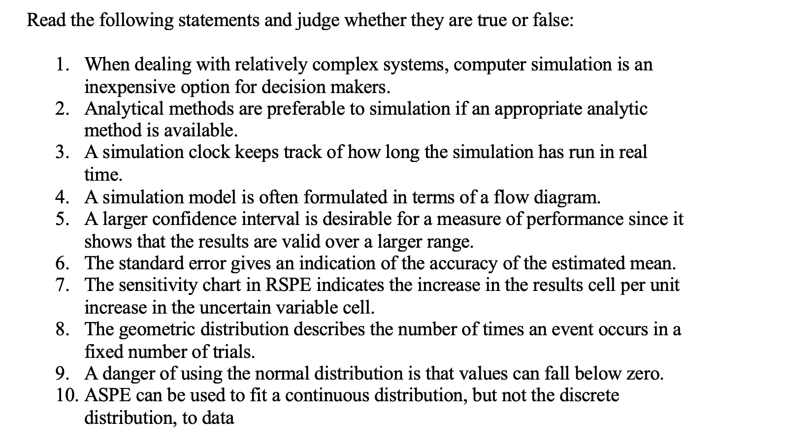 Solved Read the following statements and judge whether they