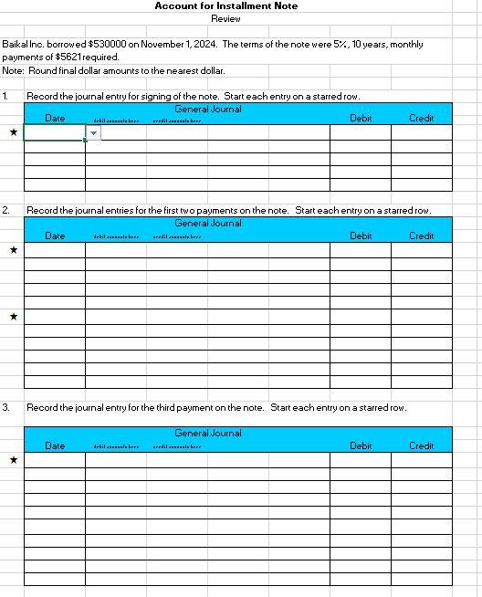 Solved Account for Installment Note Review Baikallno. | Chegg.com