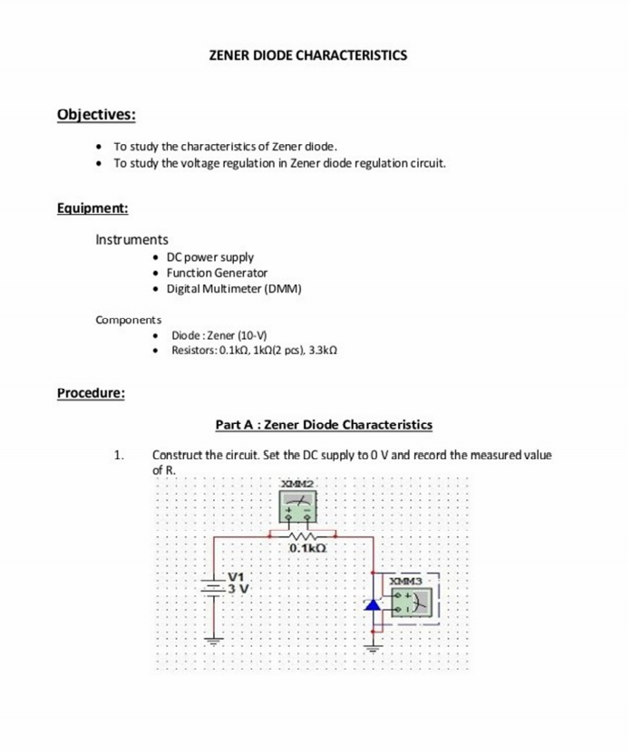 characteristics of a zener diode experiment