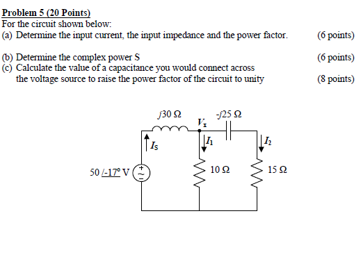 Solved Problem 5 (20 Points) For the circuit shown below: | Chegg.com