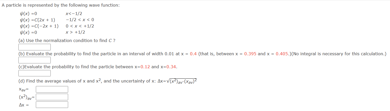 Solved A particle is represented by the following wave | Chegg.com