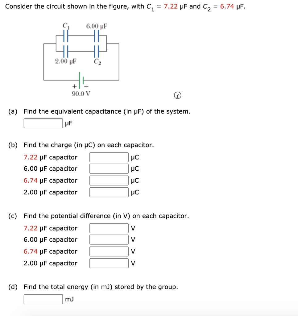 Solved Consider the circuit shown in the figure, with C1 = | Chegg.com
