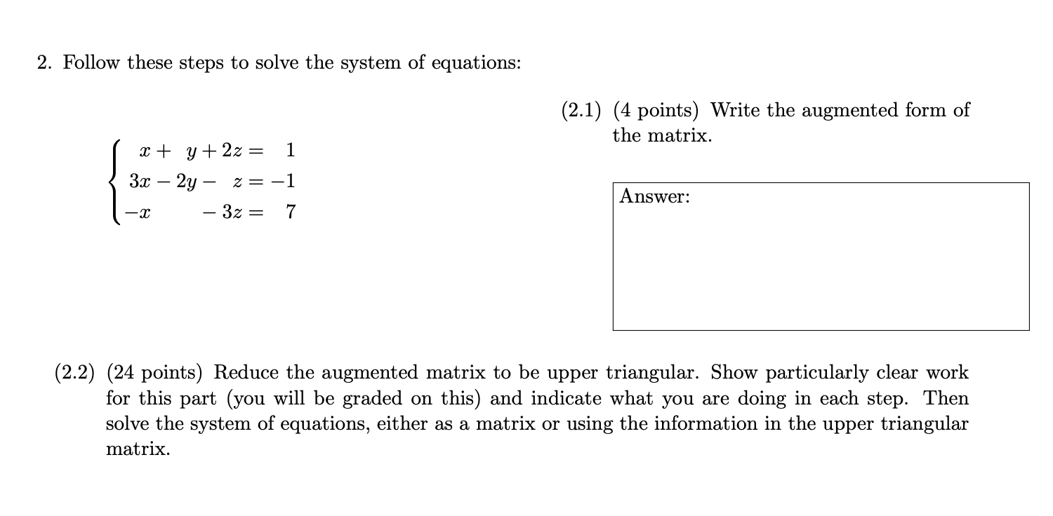 Solved 2. Follow these steps to solve the system of | Chegg.com