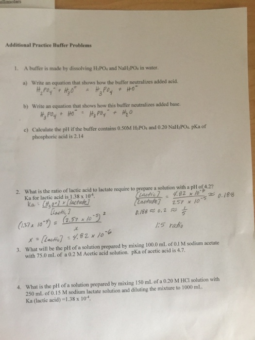 Solved llmolars Additional Practice Buffer Problems 1. A