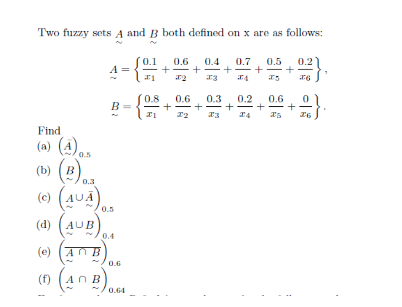 Solved Two Fuzzy Sets A And B Both Defined On X Are As | Chegg.com