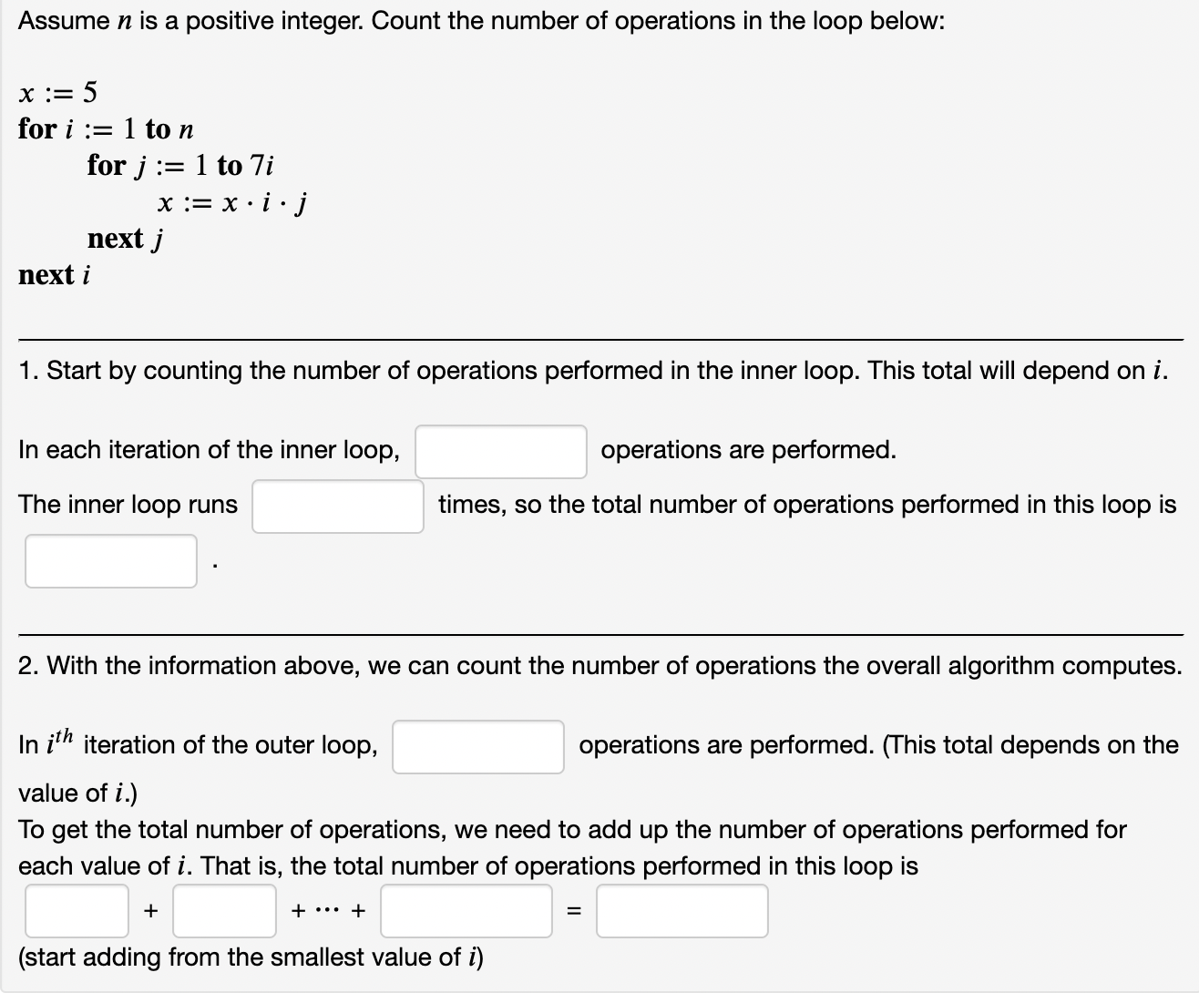 Solved 1. Start by counting the number of operations | Chegg.com