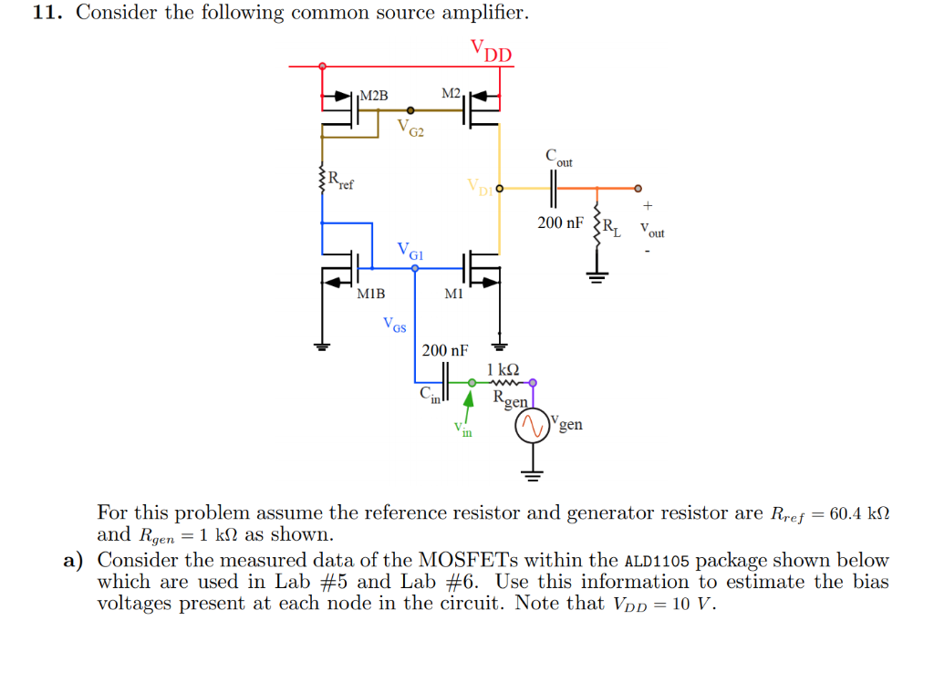 11. Consider the following common source amplifier. | Chegg.com