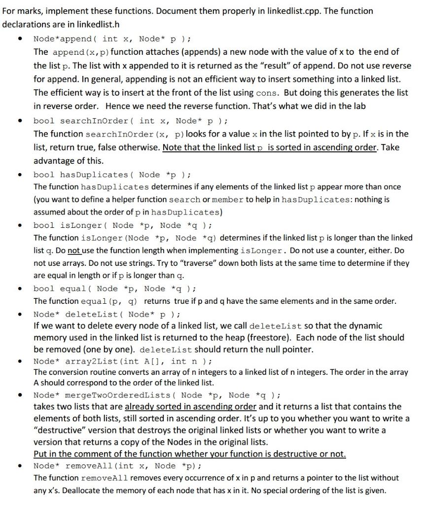 Solved C++ LINKED LISTS I already have most of the codes, | Chegg.com