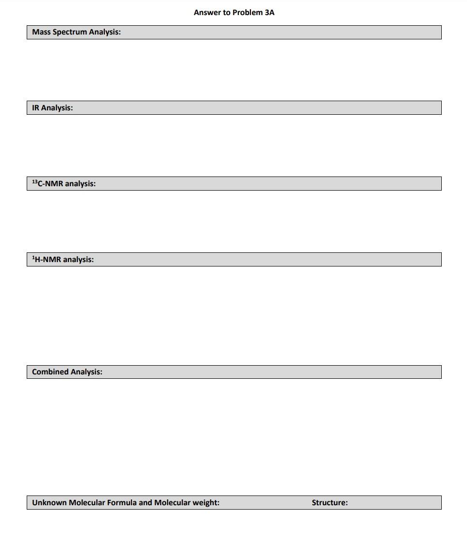 Solved Problem 3A MASS SPECTRUM INFRARED SPECTRUM 100 73 0.8 | Chegg.com