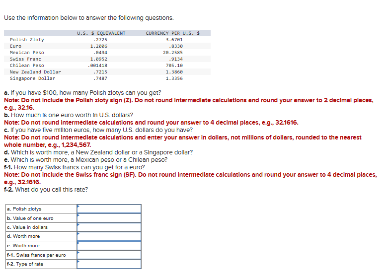 Solved Use the Information below to answer the following | Chegg.com