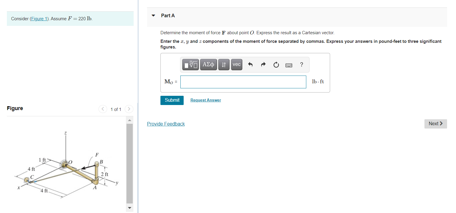 Solved Part A Consider (Figure 1). Assume F= 220 lb. | Chegg.com