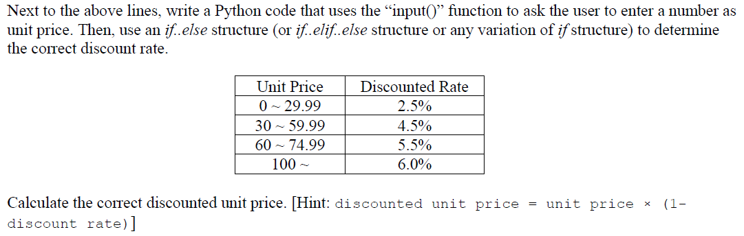 Solved Next to the above lines, write a Python code that | Chegg.com