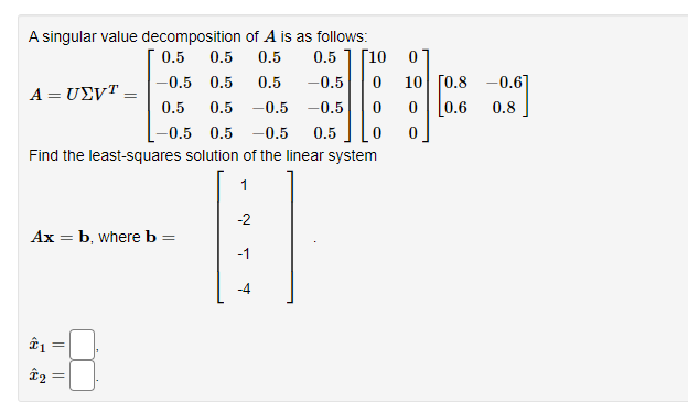 Solved A Singular Value Decomposition Of A Is As Follows: | Chegg.com