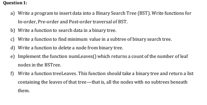 Solved Question 1 A Write A Program To Insert Data Into A Chegg