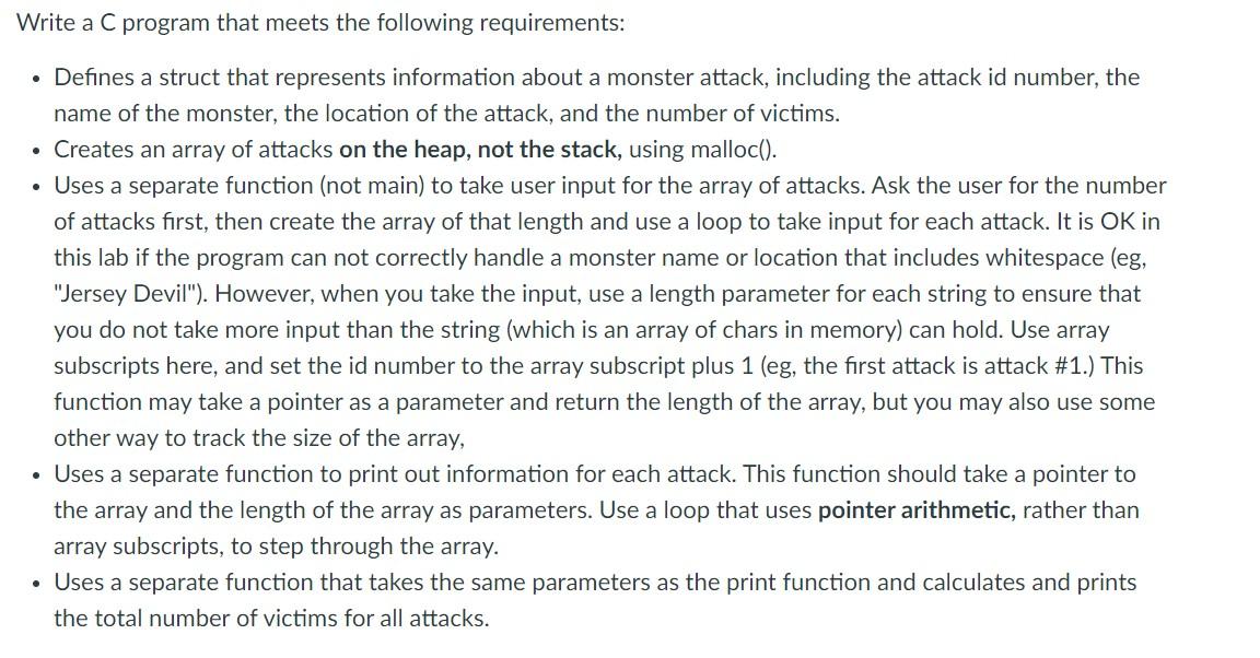 Solved Write a C program that meets the following | Chegg.com