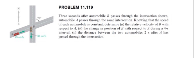 Solved PROBLEM 11.119 Three Seconds After Automobile B | Chegg.com