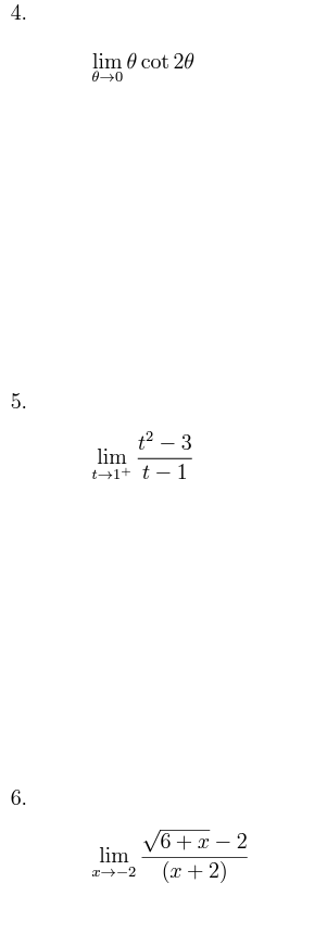 Solved Compute The Following Limits. Possible Answers | Chegg.com