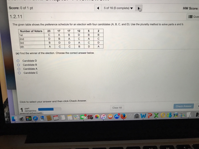 Solved The Given Table Shows The Preference Schedule For An | Chegg.com