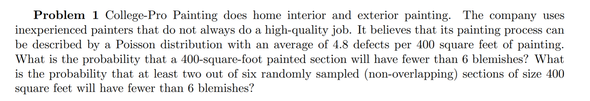 Solved Problem 1 College Pro Painting Does Home Interior And Chegg Com   PhptIvcUY