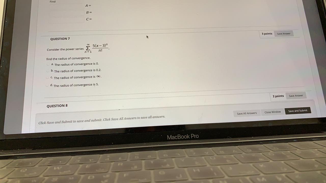 Solved Find Find A B= 3 Points Save Answer QUESTION 7 | Chegg.com