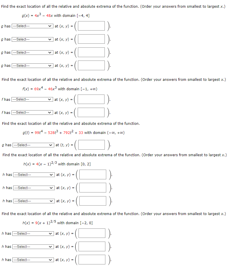 Solved Find the exact location of all the relative and | Chegg.com