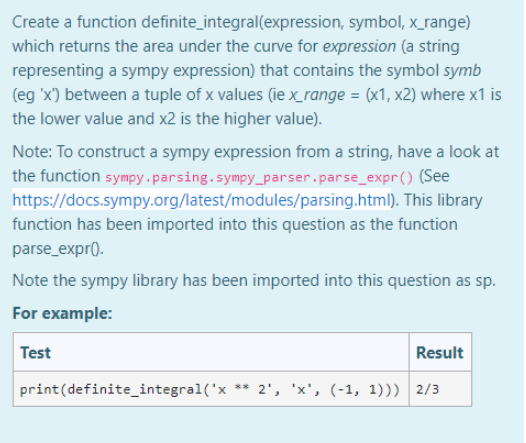 Solved Create a function definite_integral(expression, | Chegg.com