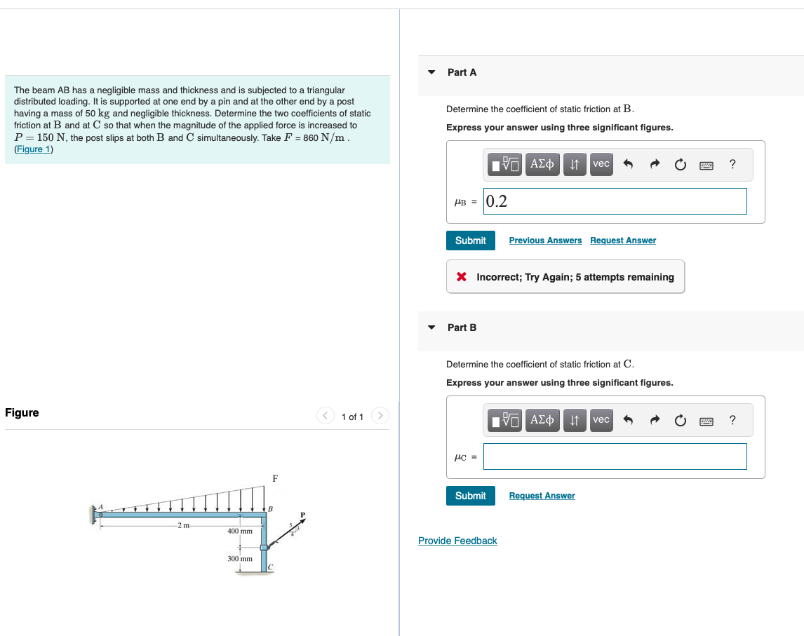 Solved The beam AB has a negligible mass and thickness and | Chegg.com