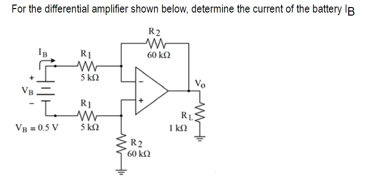 Solved For the differential amplifier shown below, determine | Chegg.com