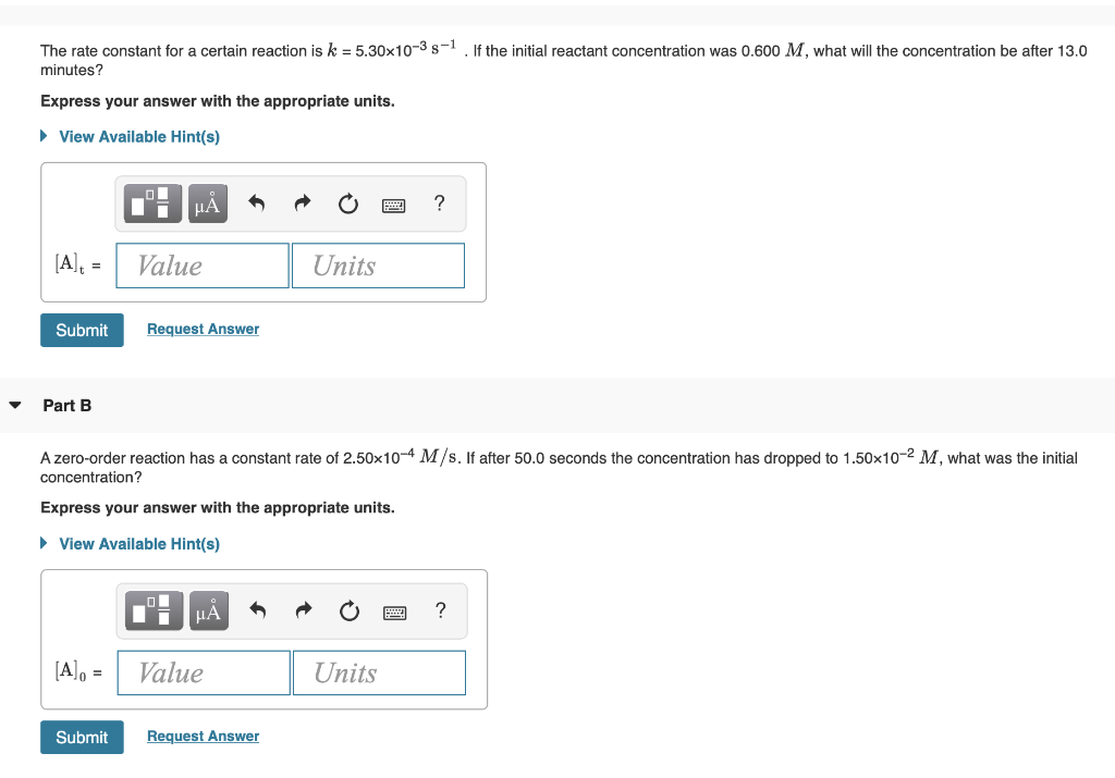 Solved The rate constant for a certain reaction is k = | Chegg.com