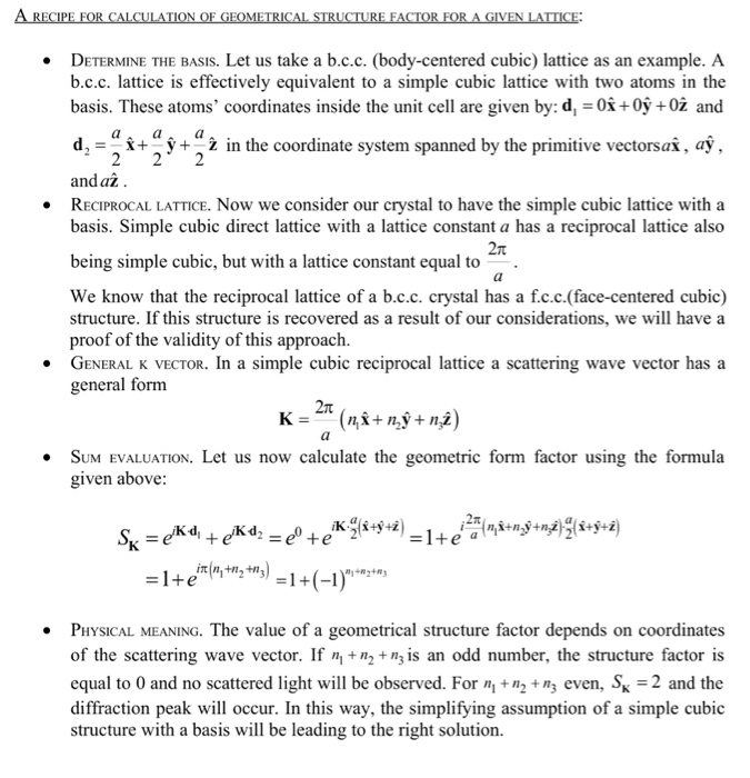 Solved DETERMINE THE BASIs. Let us take a b.c.c. | Chegg.com