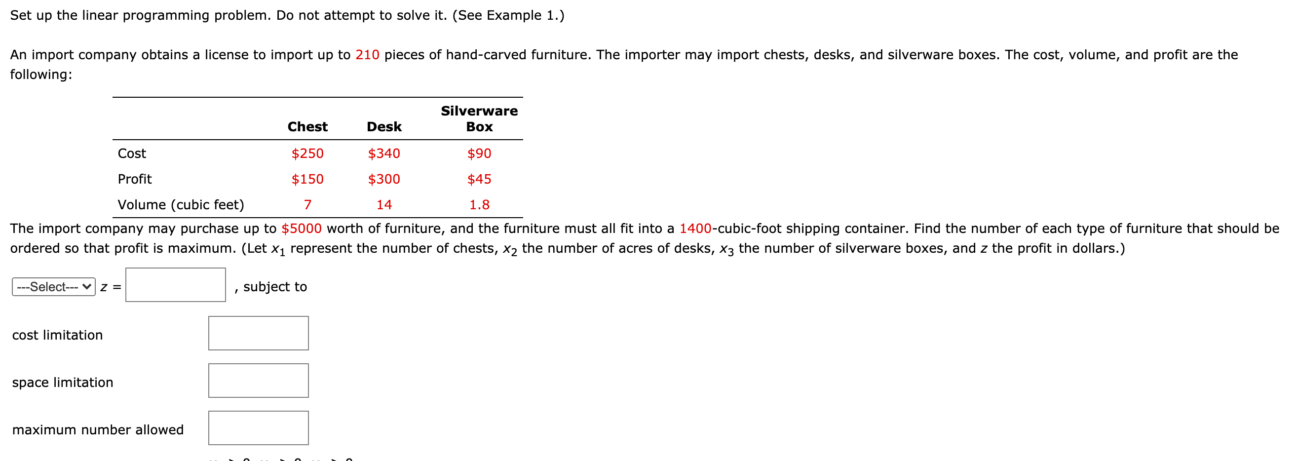Solved Set up the linear programming problem. Do not attempt | Chegg.com