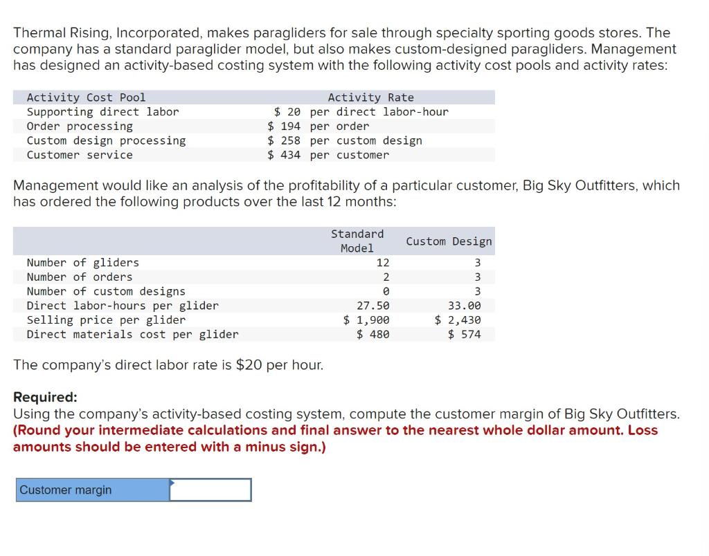 Solved Thermal Rising, Incorporated, makes paragliders for